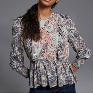 NWT Anthropologie Moira Ruffled Peplum Top